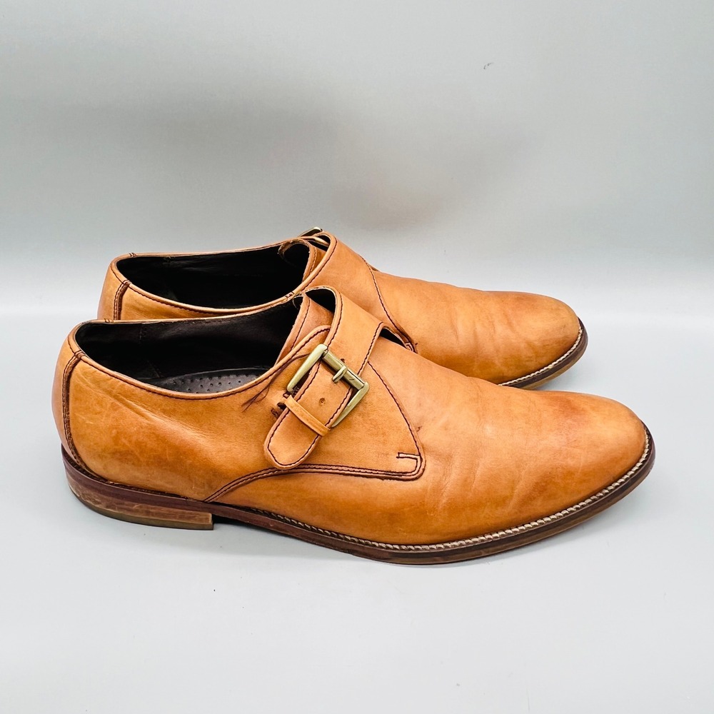 Cole Haan Monk Strap Loafers Mens 10 Tan Leather Madison Dress Shoes